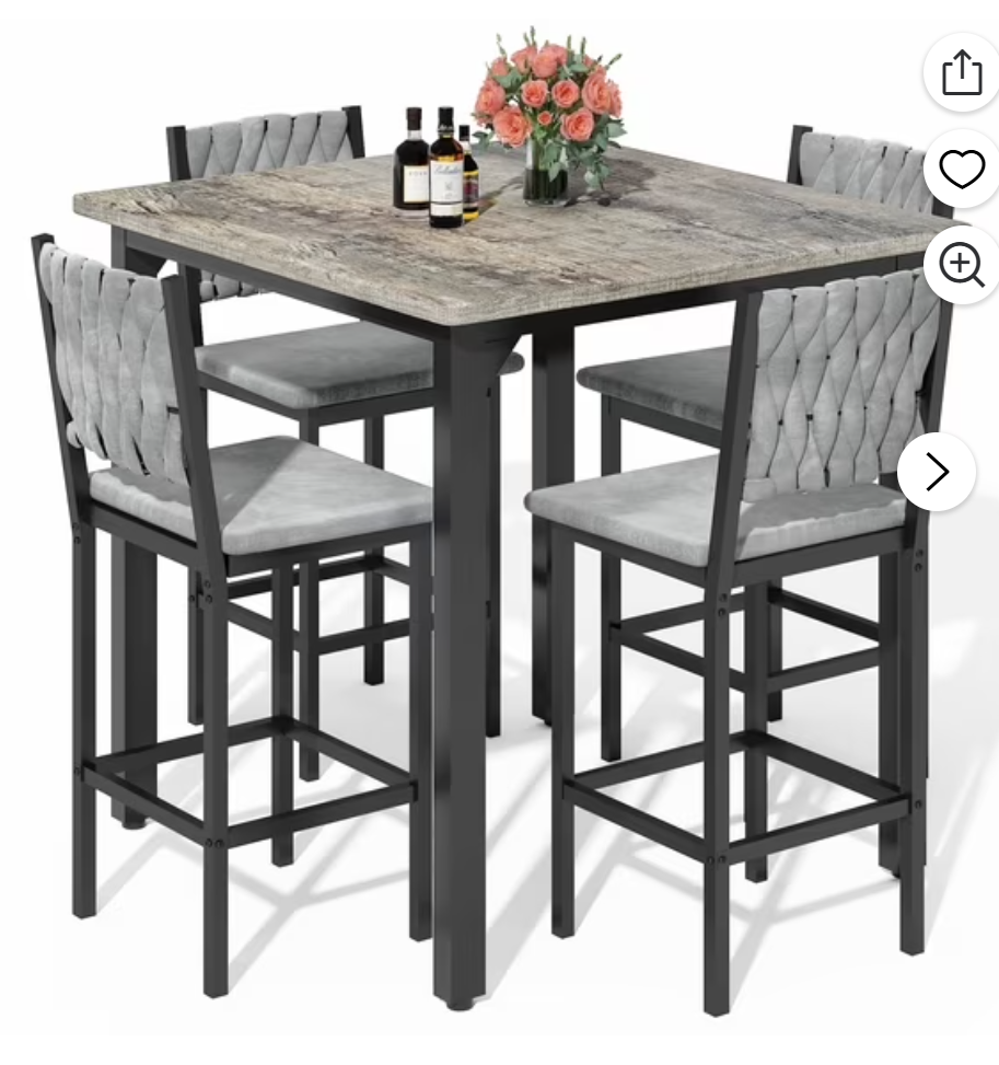 MIERES Wooden Kitchen Table and Chairs Set for 4