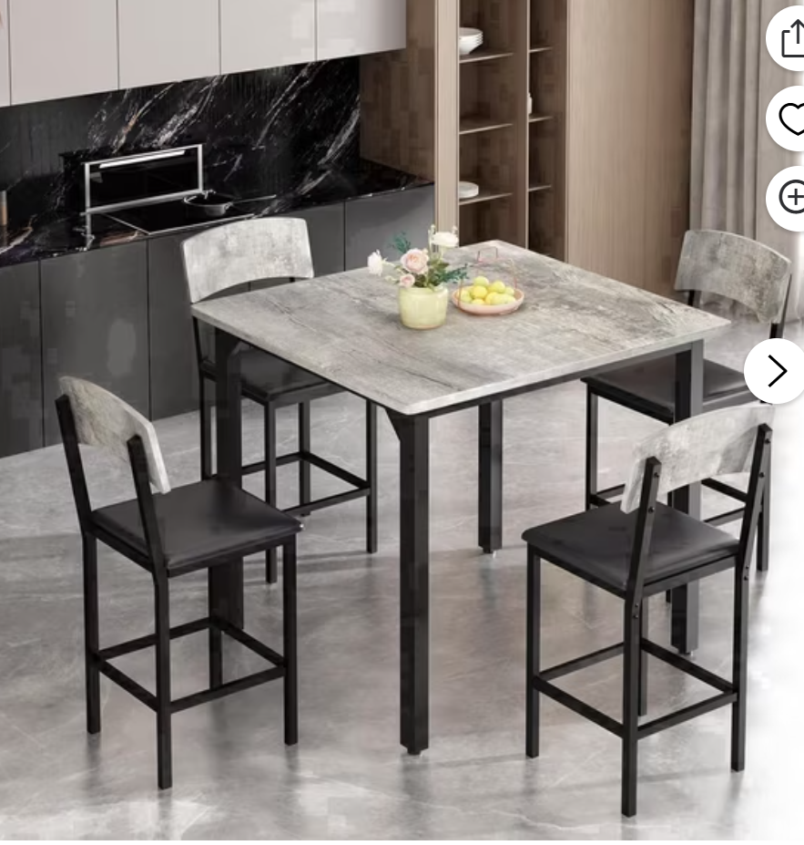 MIERES 4 Person Dining Table Set, Solid Wood Dining Table