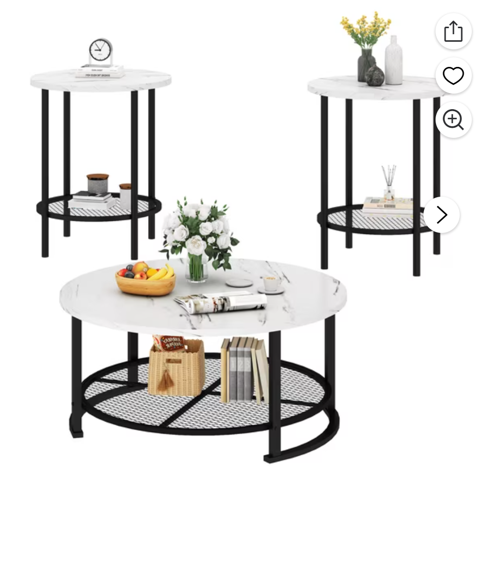 MIERES Round Coffee Table Set of 3