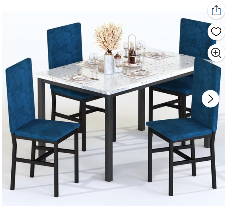 MIERES Dining Table Set for 4, Modern