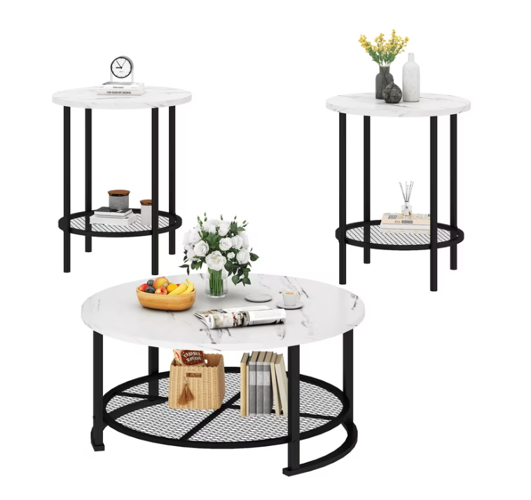 MIERES Round Coffee Table Set of 3