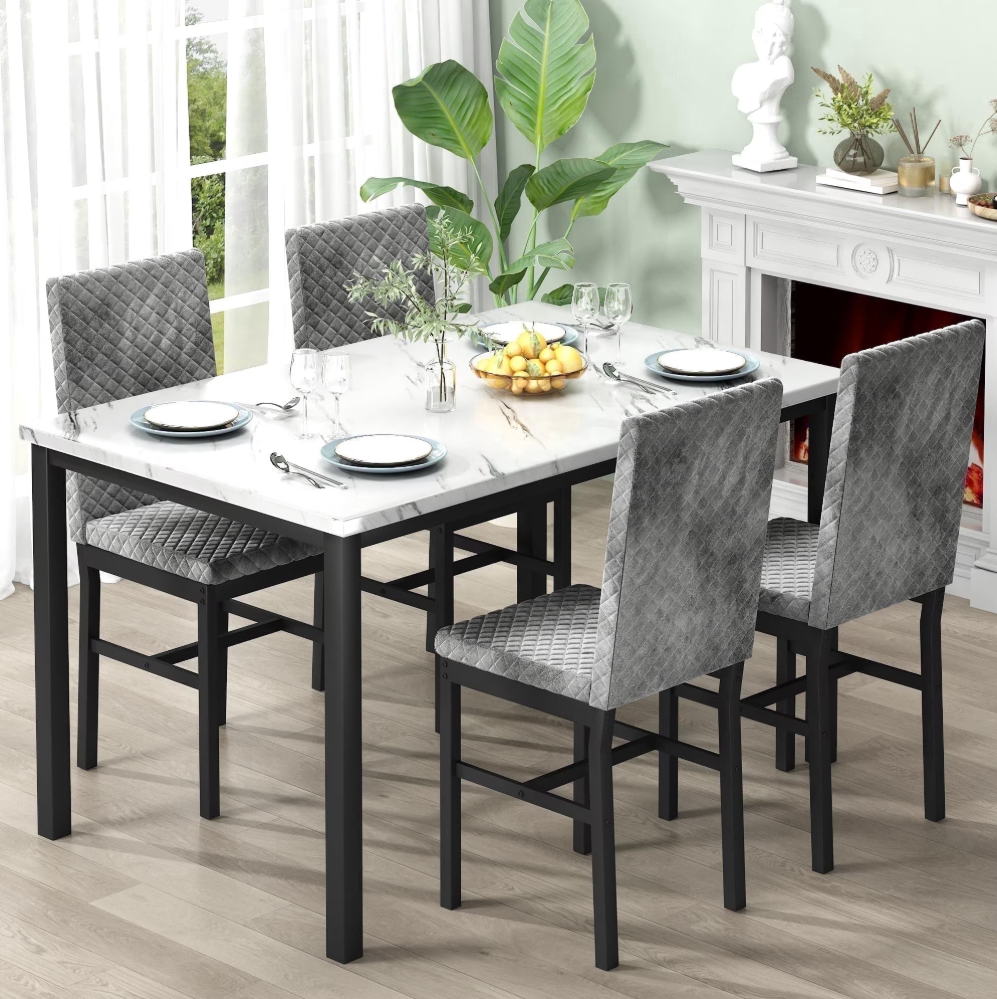 MIERES Kitchen Dining Set, Modern 5-Piece Table and Chair Set