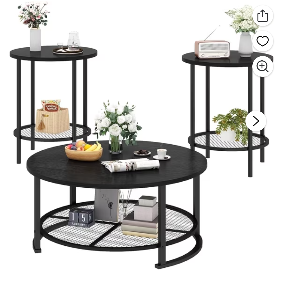 MIERES Round Coffee Table Set of 3