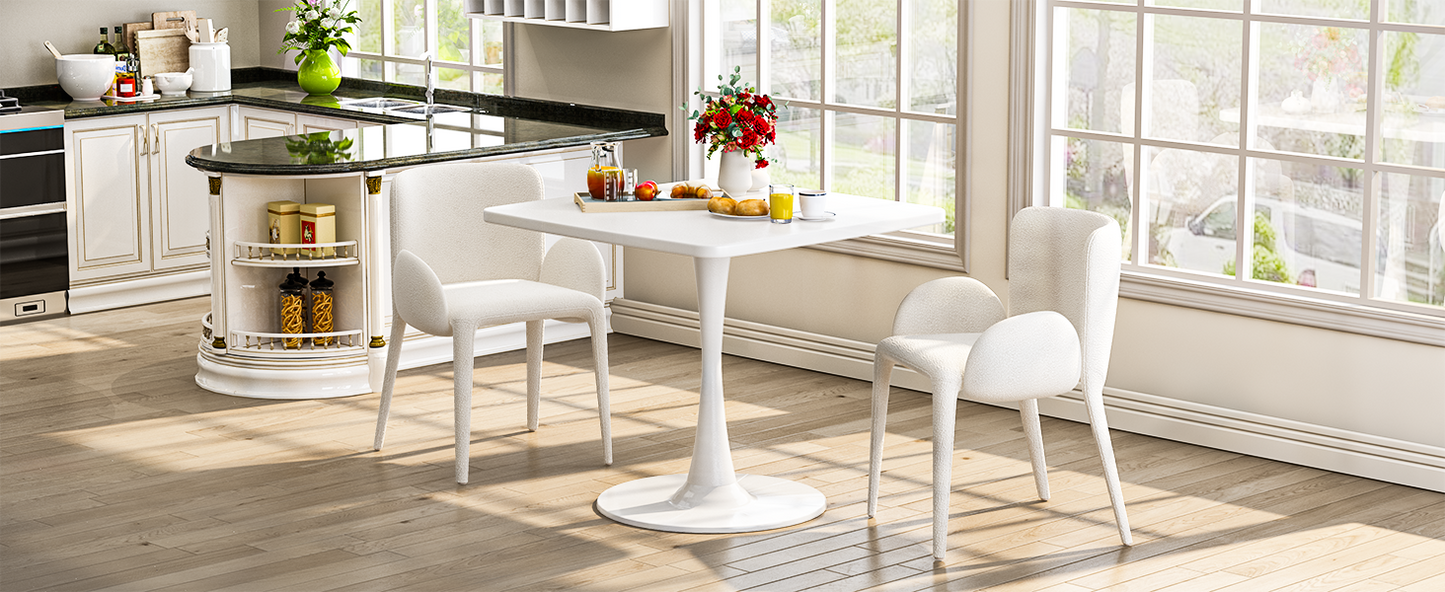 MIERES Square Dining Table, 32" Tulip Table with Thickened Tabletop & Metal Pedestal, Mid Century Modern Bistro Table for Kitchen, Small Places, Living Room, Cafe