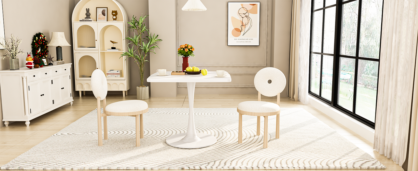 MIERES Square Dining Table, 32" Tulip Table with Thickened Tabletop & Metal Pedestal, Mid Century Modern Bistro Table for Kitchen, Small Places, Living Room, Cafe