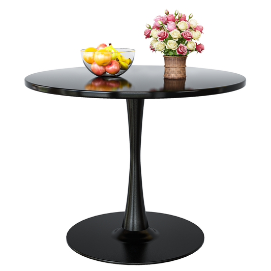 MIERES Round Dining Table, 31.5" Circle Tulip Table with Thickened Tabletop & Metal Pedestal, Mid Century Modern Bistro Table for Kitchen, Small Places, Living Room, Cafe
