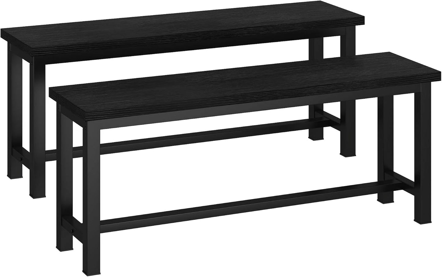 MIERES 2-Piece Dining Table Chair Bench Set, Thickened Steel Frame, Wood Bench, Industrial Style, for Kitchen and Dining Room-Black
