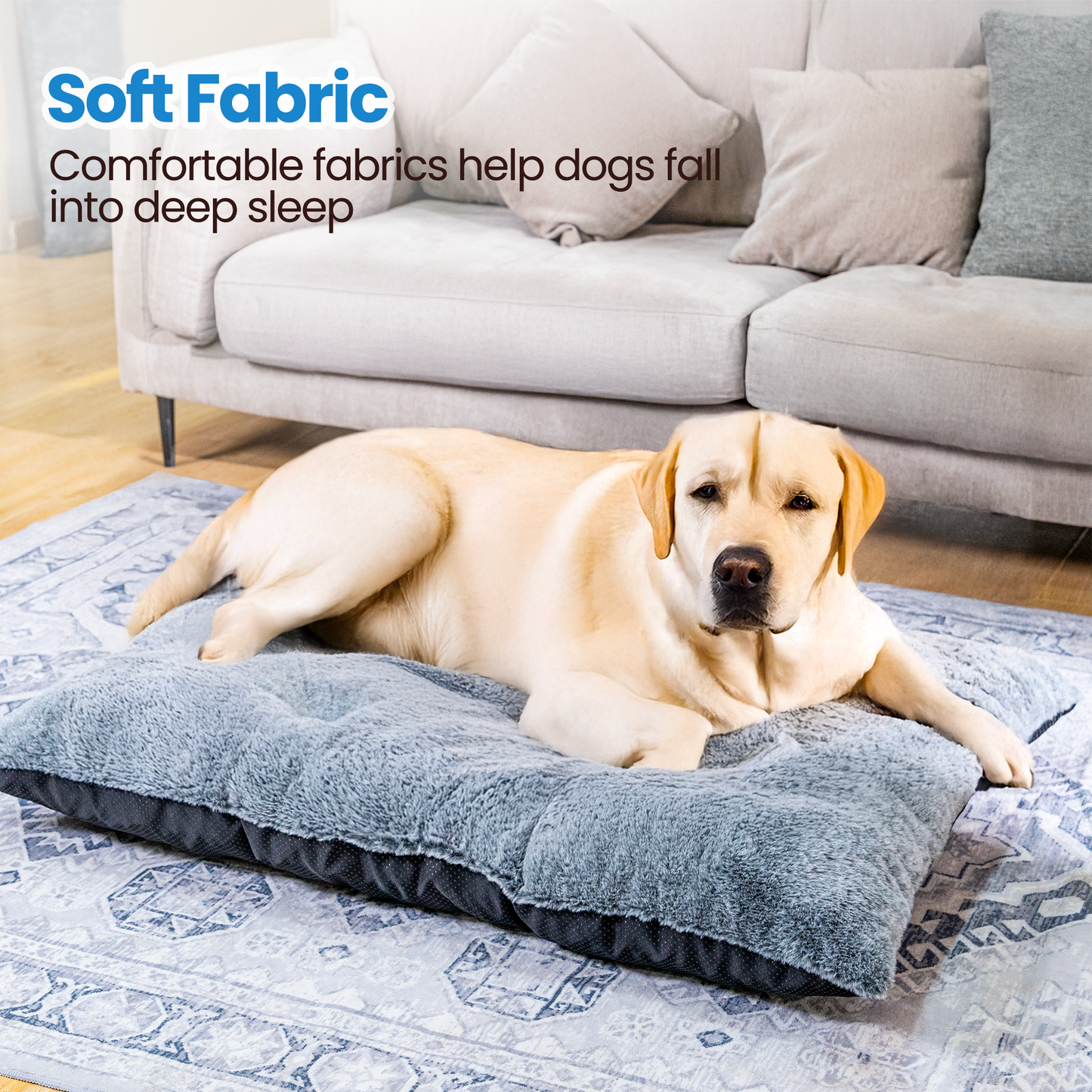 MIERES  Dog Bed,Washable Dog Mats with Anti-Slip Bottom for Large and Medium Dogs
