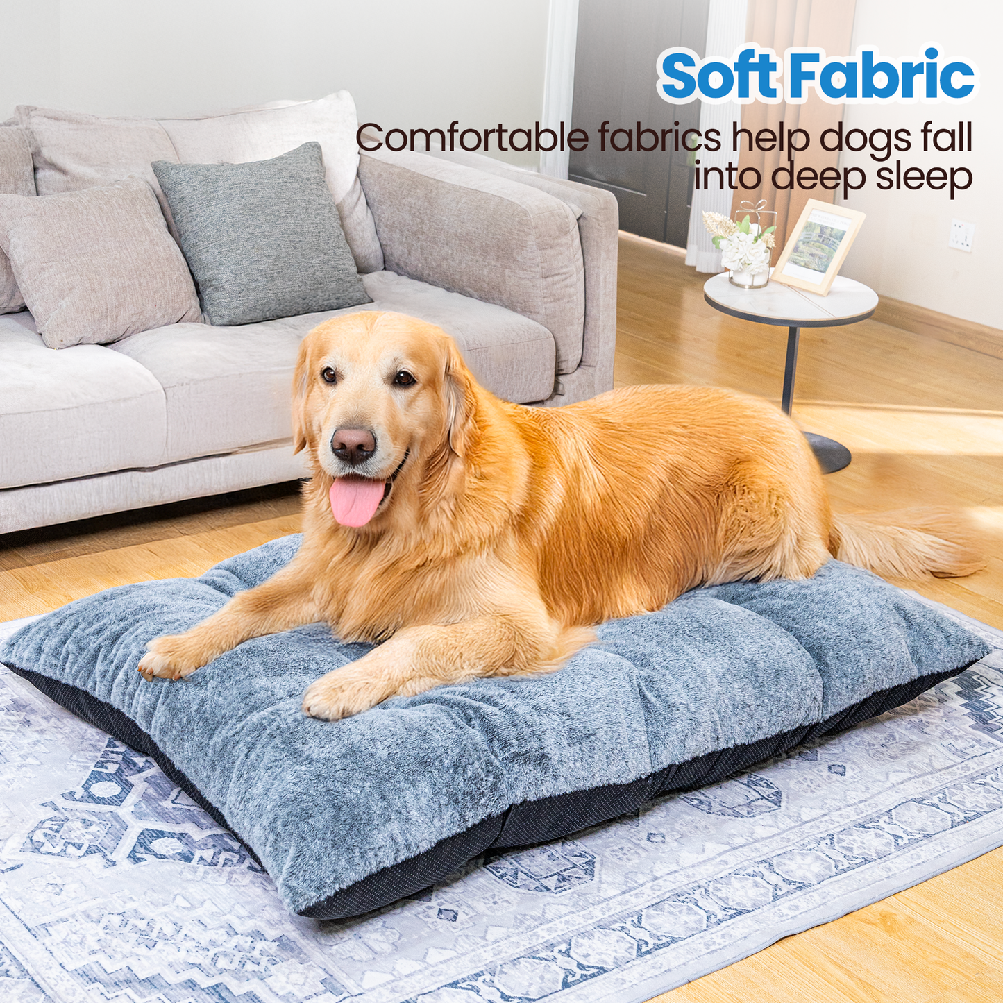 MIERES  Dog Bed,Washable Dog Mats with Anti-Slip Bottom for Large and Medium Dogs