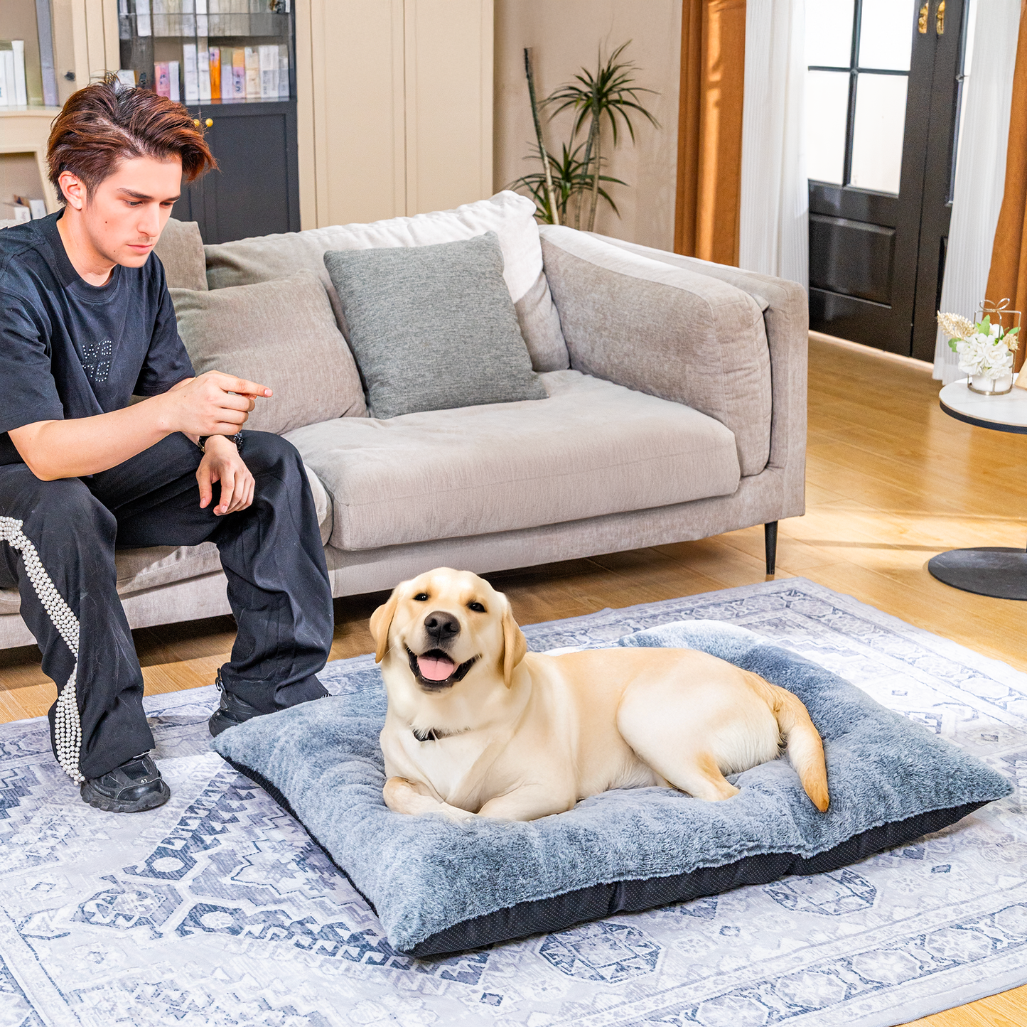 MIERES  Dog Bed,Washable Dog Mats with Anti-Slip Bottom for Large and Medium Dogs