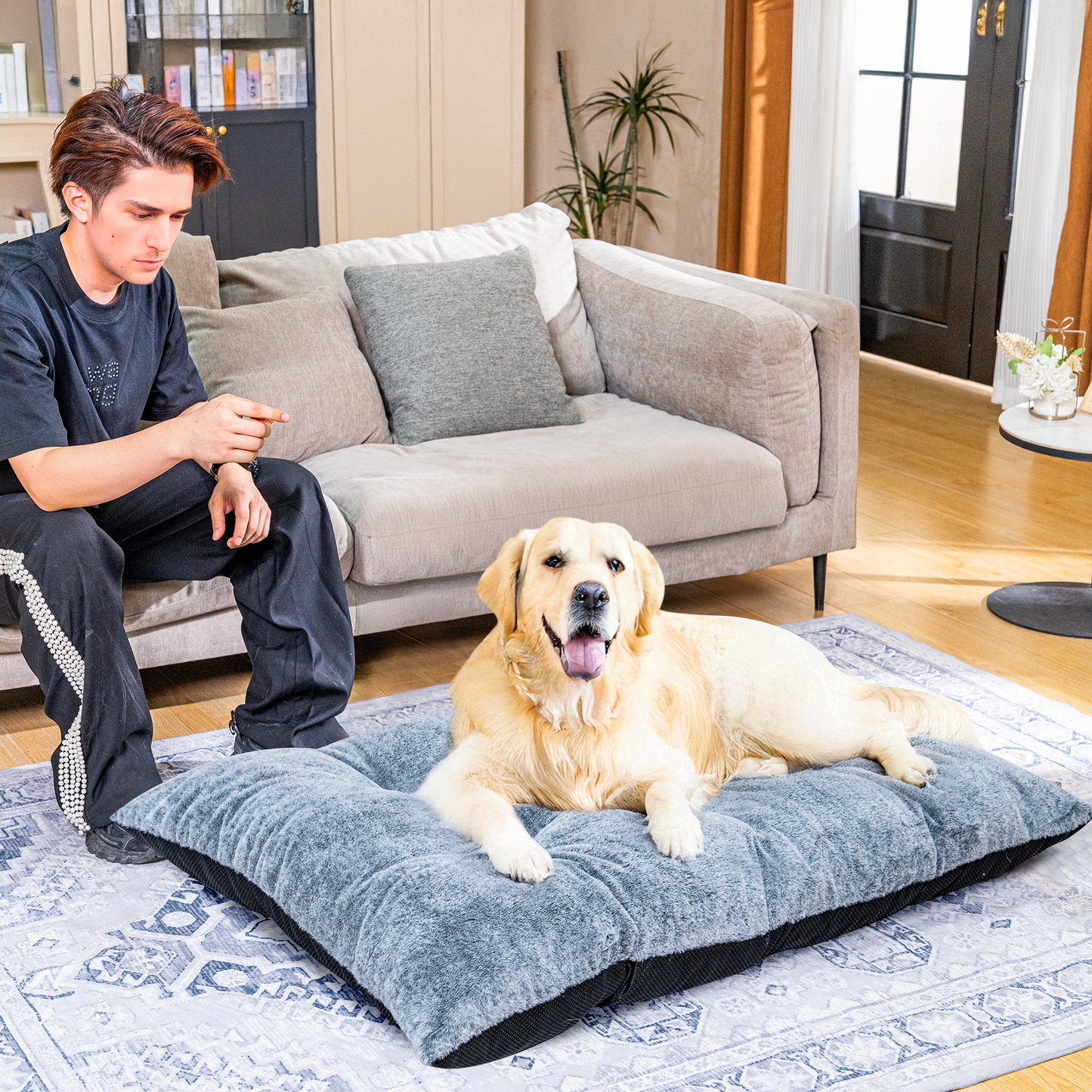 MIERES  Dog Bed,Washable Dog Mats with Anti-Slip Bottom for Large and Medium Dogs