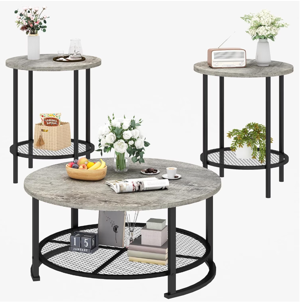 MIERES Round Coffee Table Set of 3