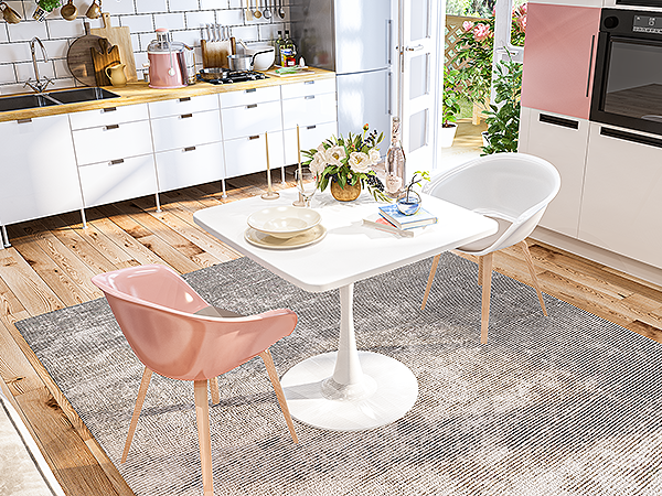 MIERES Square Dining Table, 32" Tulip Table with Thickened Tabletop & Metal Pedestal, Mid Century Modern Bistro Table for Kitchen, Small Places, Living Room, Cafe