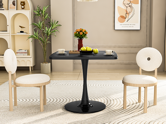 MIERES Square Dining Table, 32" Tulip Table with Thickened Tabletop & Metal Pedestal, Mid Century Modern Bistro Table for Kitchen, Small Places, Living Room, Cafe