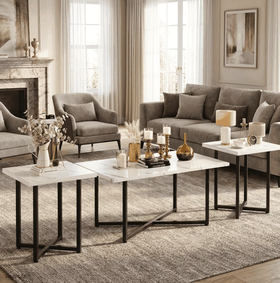 MIERES Coffee Table Set 3 Piece for Living Room