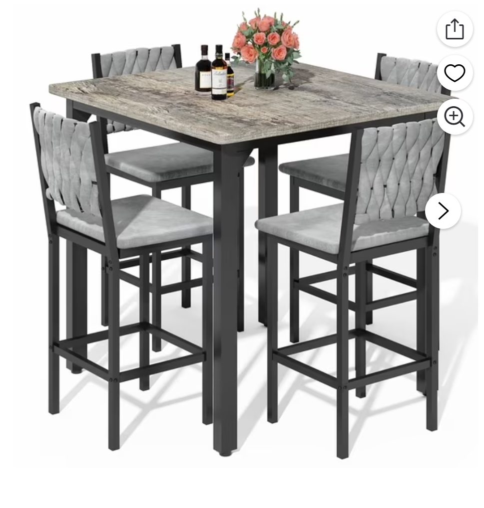 MIERES Wooden Kitchen Table and Chairs Set for 4