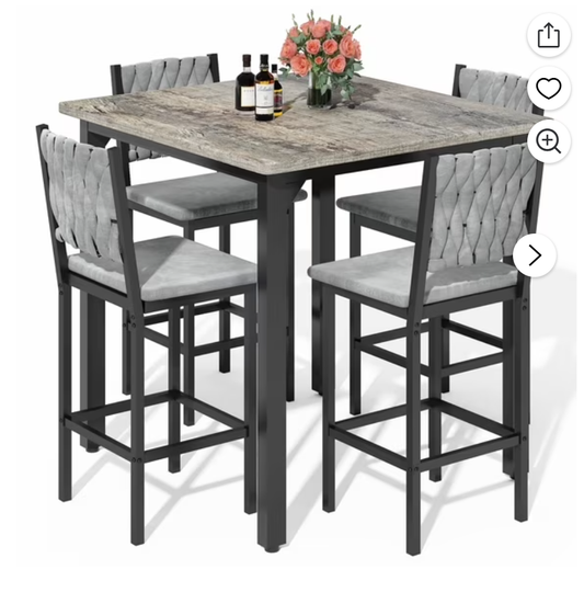 MIERES Wooden Kitchen Table and Chairs Set for 4