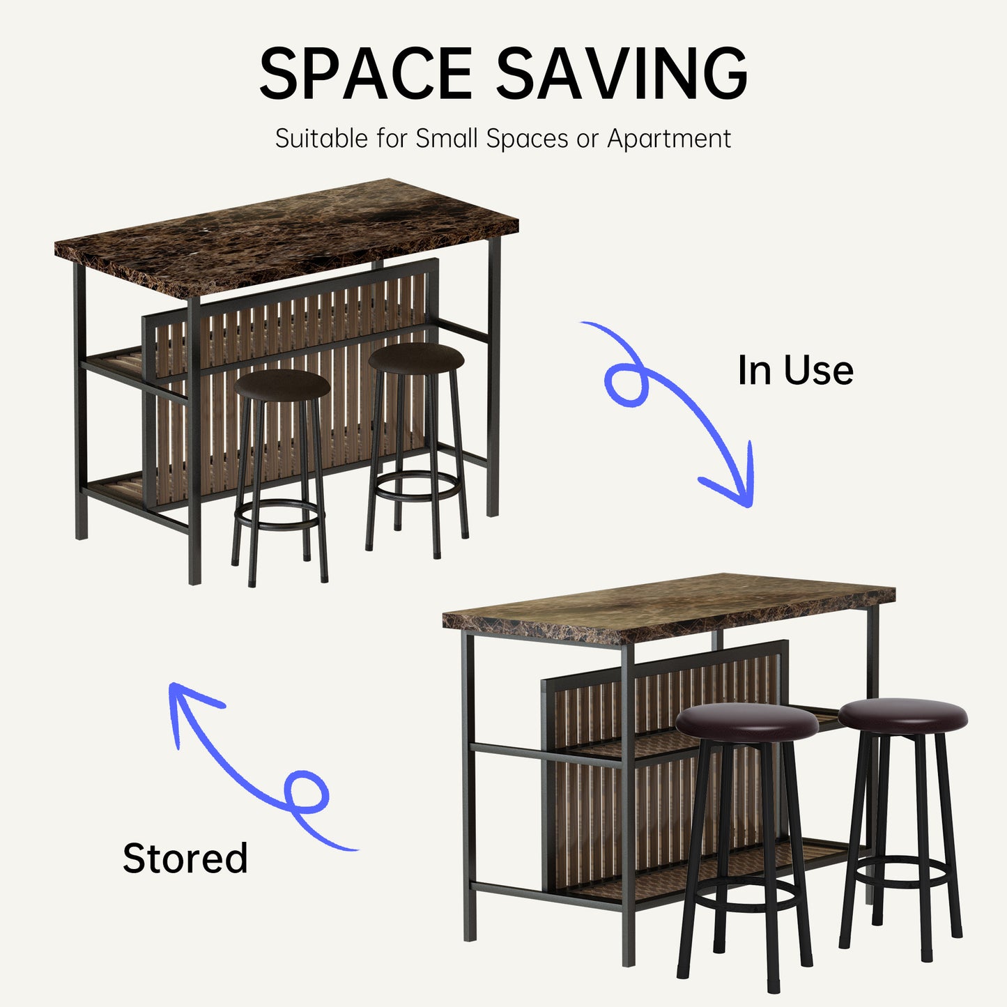 MIERES 48in Dining Table for 4-6, Dining Leisure Table with Storage Shelves, 1.8" Thick Top, Scratch-Resistant, Natural Wood Finish, Multi-Use for Dining Room Kitchen Office, Wood Finish