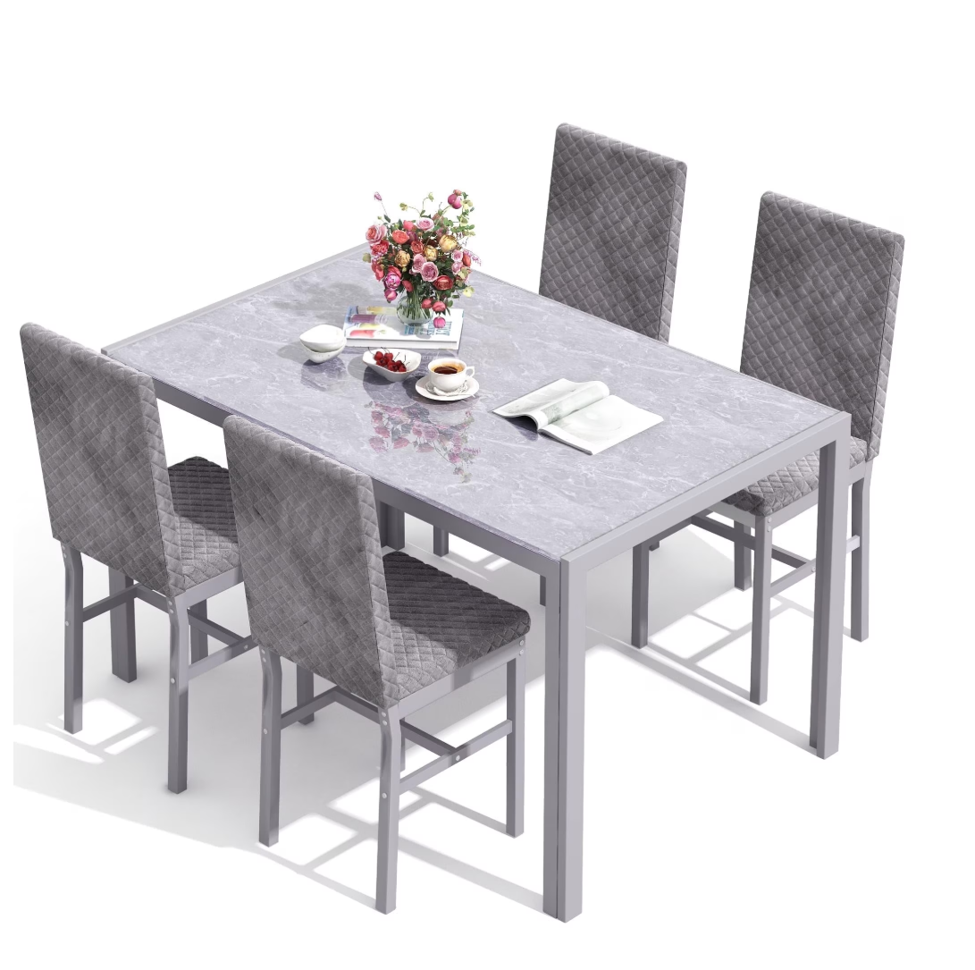 MIERES Kitchen Dining Set, Modern 5-Piece Table and Chair Set
