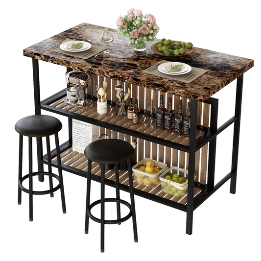 MIERES 48in Dining Table for 4-6, Dining Leisure Table with Storage Shelves, 1.8" Thick Top, Scratch-Resistant, Natural Wood Finish, Multi-Use for Dining Room Kitchen Office, Wood Finish