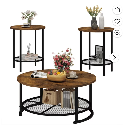 MIERES Round Coffee Table Set of 3