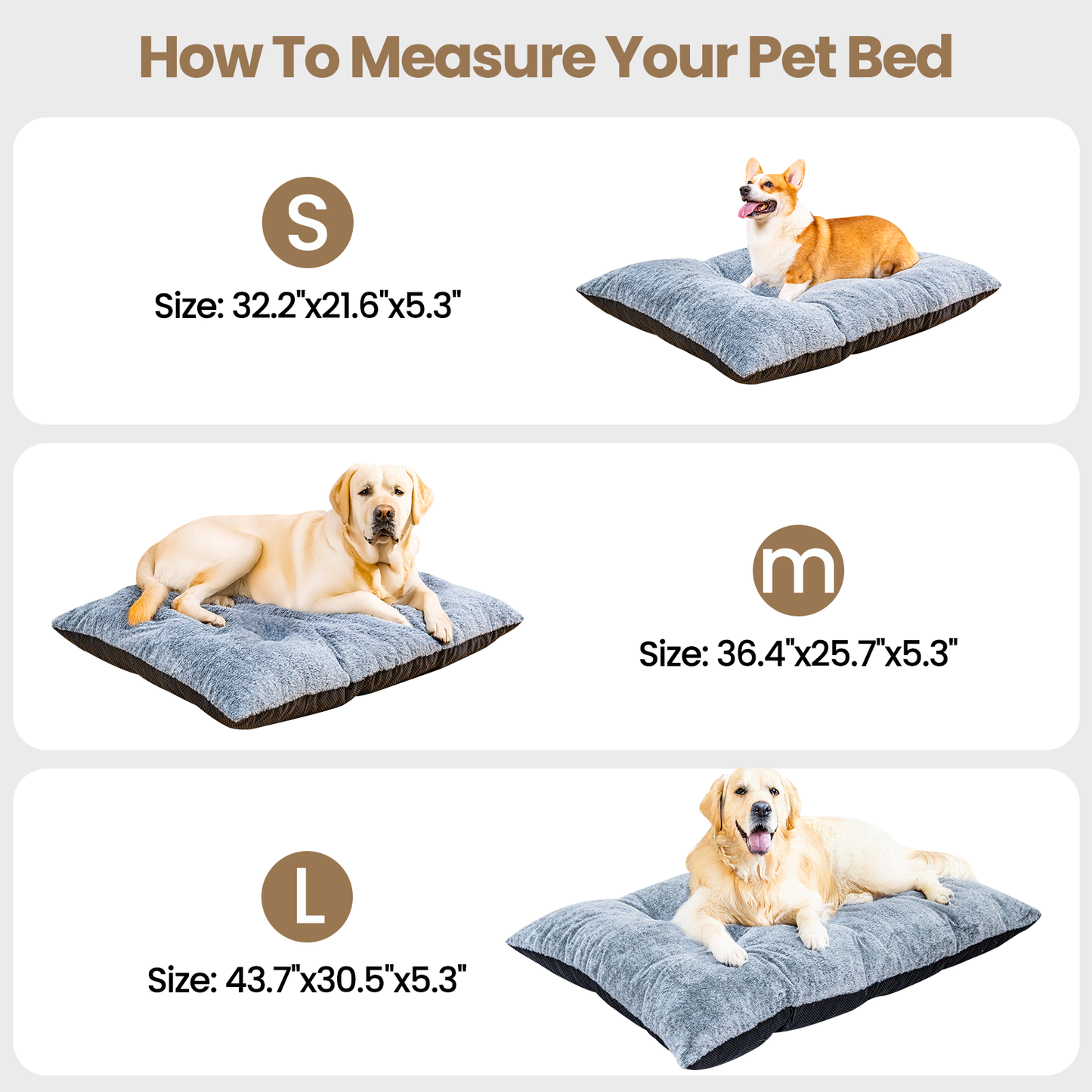 MIERES  Dog Bed,Washable Dog Mats with Anti-Slip Bottom for Large and Medium Dogs