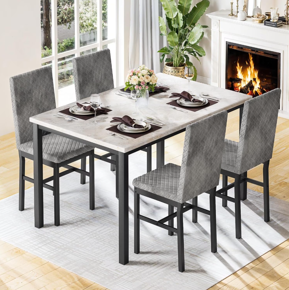 MIERES Kitchen Dining Set, Modern 5-Piece Table and Chair Set