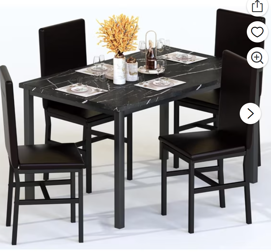 MIERES 5 Piece Dining Table Set for 4