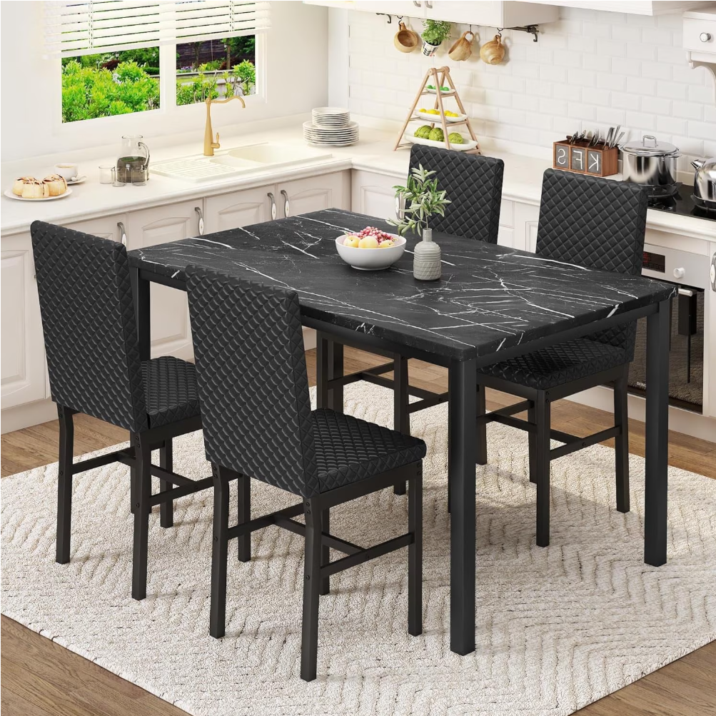 MIERES Kitchen Dining Set, Modern 5-Piece Table and Chair Set