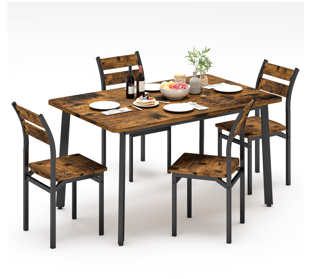 MIERES Dining Room Table Set for 4 Farmhouse 5 Piece Dining Table Set