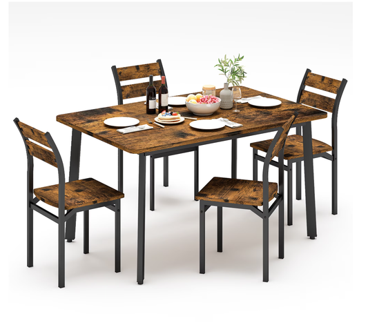 MIERES Dining Room Table Set for 4 Farmhouse 5 Piece Dining Table Set