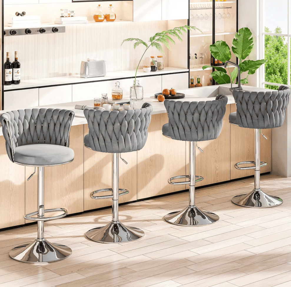 Velvet Bar Stools Set of 4