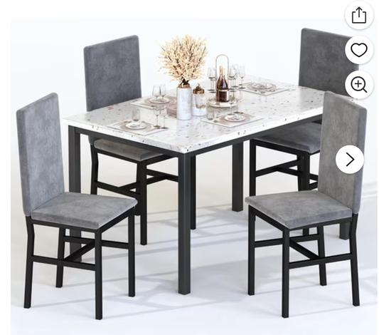 MIERES 5-Piece Dining Table Set for 4