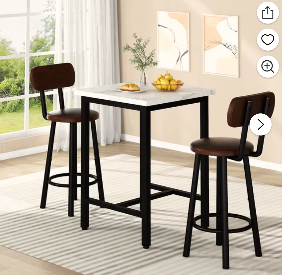 MIERES Square Marble Dining Table Set