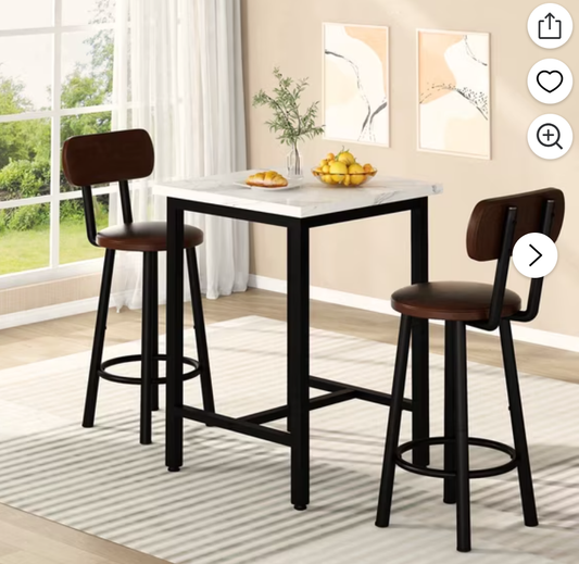 MIERES Square Marble Dining Table Set