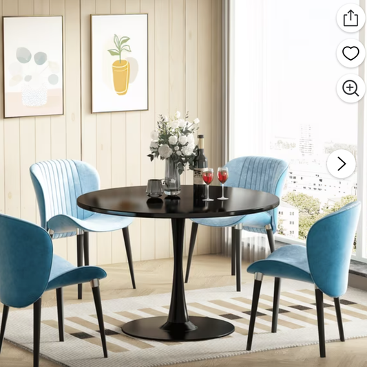 MIERES Dining Table 31.5" Circle Tulip with Wood