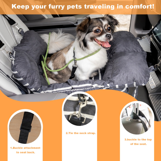 MIERES Dog Car Seats for Small Dogs,Portable Dog Booster Car Seat with Safety Buckle,Elevated Pet Travel Carrier,Fits Pets Up to 25lbs for Cars,Trucks & SUVs