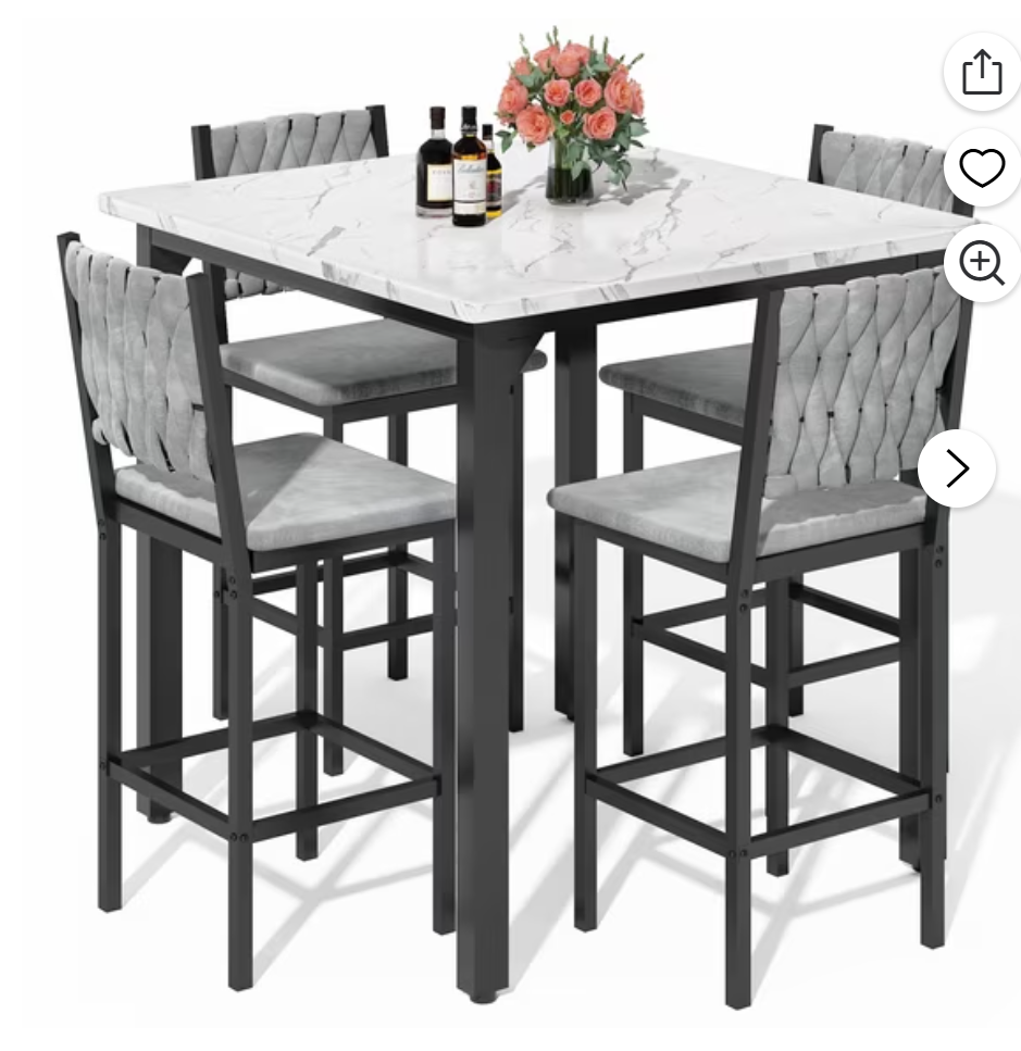 MIERES 5 Piece Dining Table Set High Top