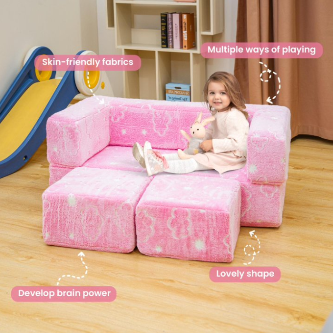 MIERES Velvet Modular Folding Couch,Flip Open Convertible Lounge Sofa Chair,Fold Out Sleeper Sofa for Apartment,Bedroom and Living Room