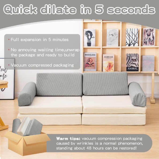MIERES Velvet Modular Folding Couch,Flip Open Convertible Lounge Sofa Chair,Fold Out Sleeper Sofa for Apartment,Bedroom and Living Room