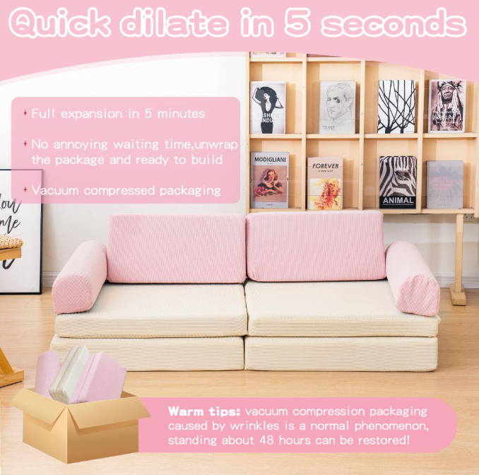 MIERES Velvet Modular Folding Couch,Flip Open Convertible Lounge Sofa Chair,Fold Out Sleeper Sofa for Apartment,Bedroom and Living Room