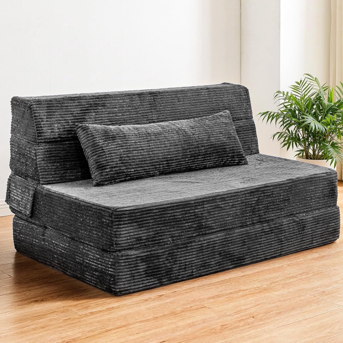 MIERES Convertible Folding Floor Sofa Bed, Soft Memory Foam Futon Lounger Couch for Living Room Bedroom