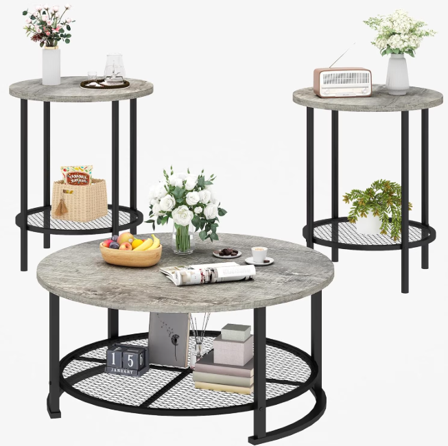 MIERES Round Coffee Table Set of 3