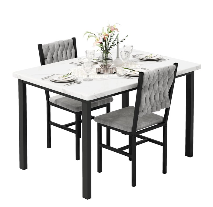 MIERES Modern Artificial Marble Dining Table Set