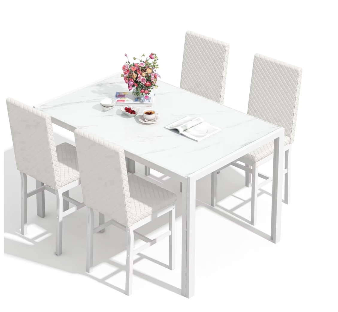 MIERES Kitchen Dining Set, Modern 5-Piece Table and Chair Set