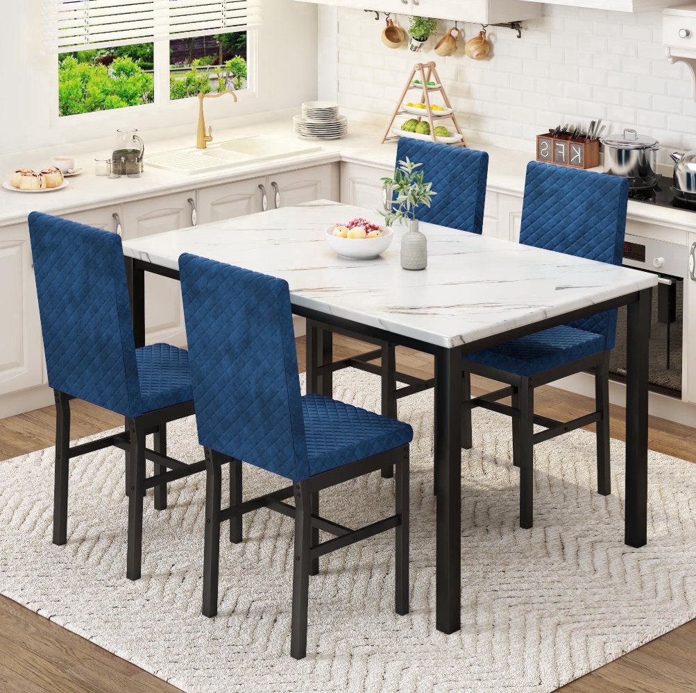 MIERES Kitchen Dining Set, Modern 5-Piece Table and Chair Set